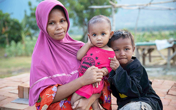 A mother and her children in Indonesia supported by Project HOPE