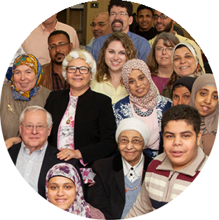 A group photograph of health workers, patients and volunteers in Egypt where Project HOPE provides vital medications.