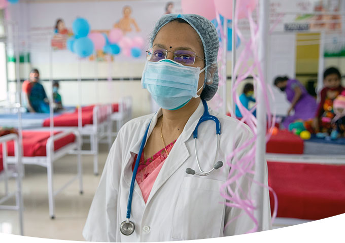 Dr. Savitha at Cheluvamba Children’s Hospital in Mysore, India.