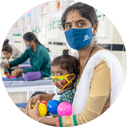 Indian mother and child at the Cheluvamba Children’s Hospital in Mysore, India.