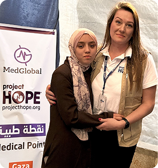 Project HOPE Program Officer Vira with Shahd Iyad Qeshta.
                                      