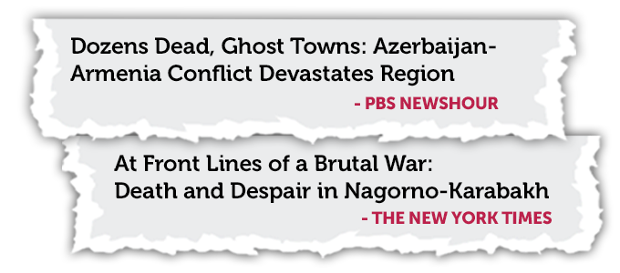 Headlines from Major Newspapers: Dozens Dead, Ghost Towns: Azerbaijan-Armenia Conflict Devastates Region