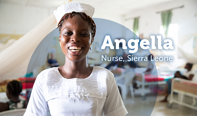 Angella, a nurse in Sierra Leone, smiling